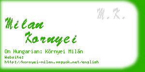 milan kornyei business card